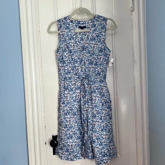 NWT Gap floral dress button front drawstring with pockets - Picture 1 of 11